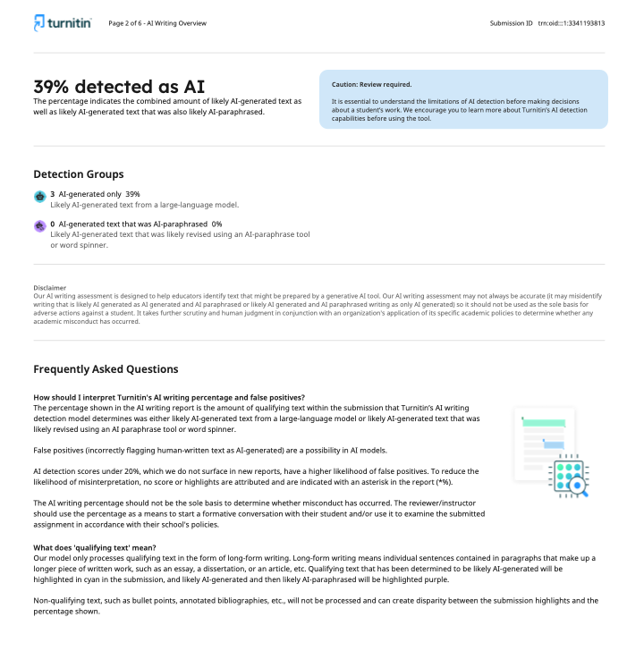 Turnitin 39% AI Report